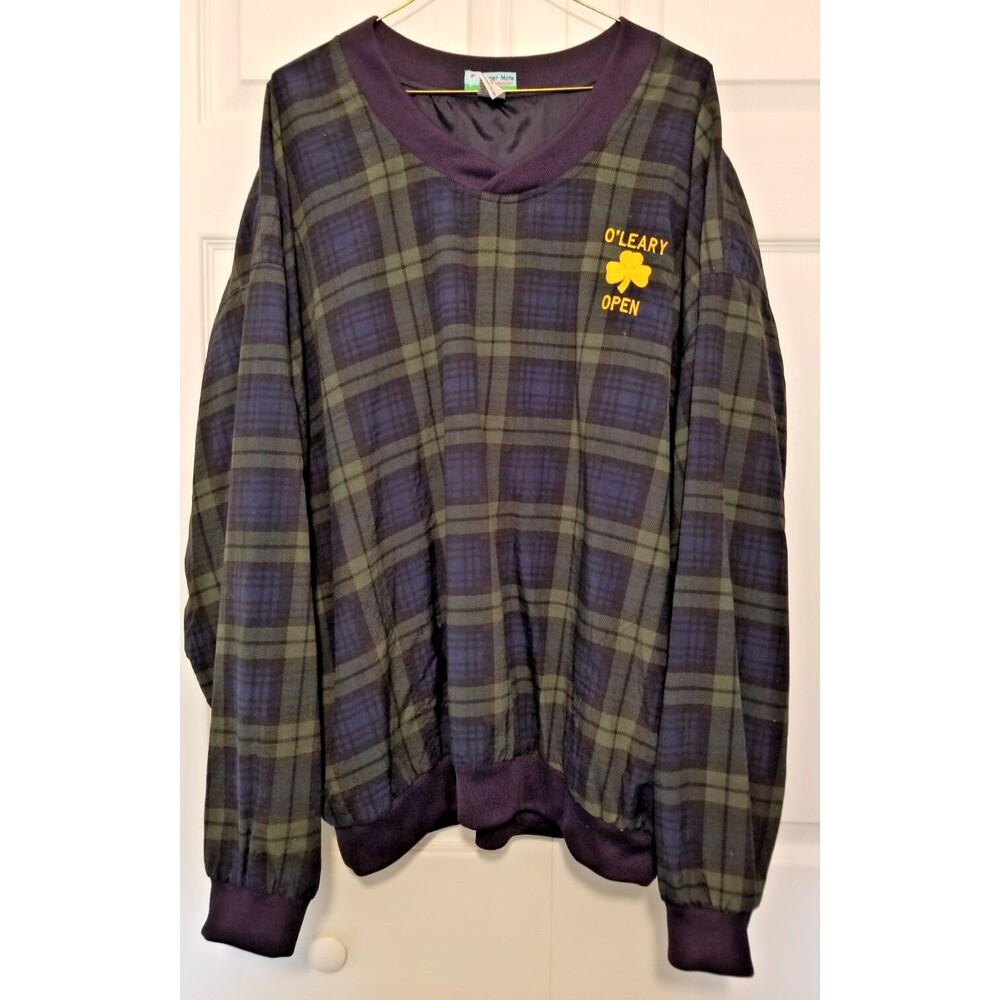 Winner Mate Golf Pullover Windbreaker Men's Plaid Lined Pockets XL